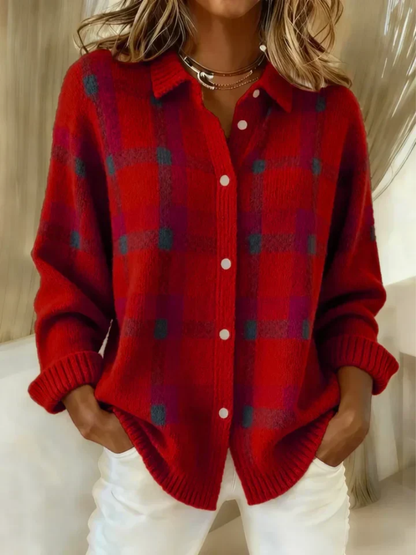 Lois Women's Blouse with a Classic Collar with Buttons and a Check Pattern, photo 2