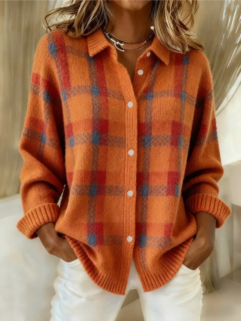 Lois Women's Blouse with a Classic Collar with Buttons and a Check Pattern, photo 6