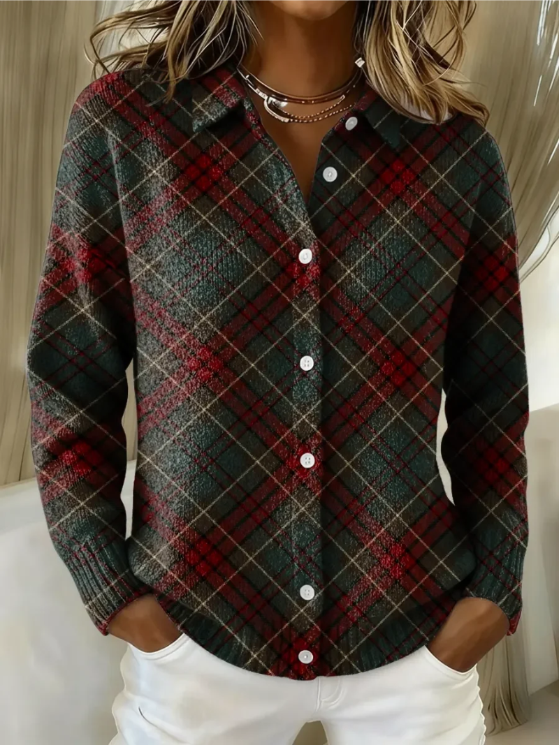 Lois Women's Blouse with a Classic Collar with Buttons and a Check Pattern, photo 9