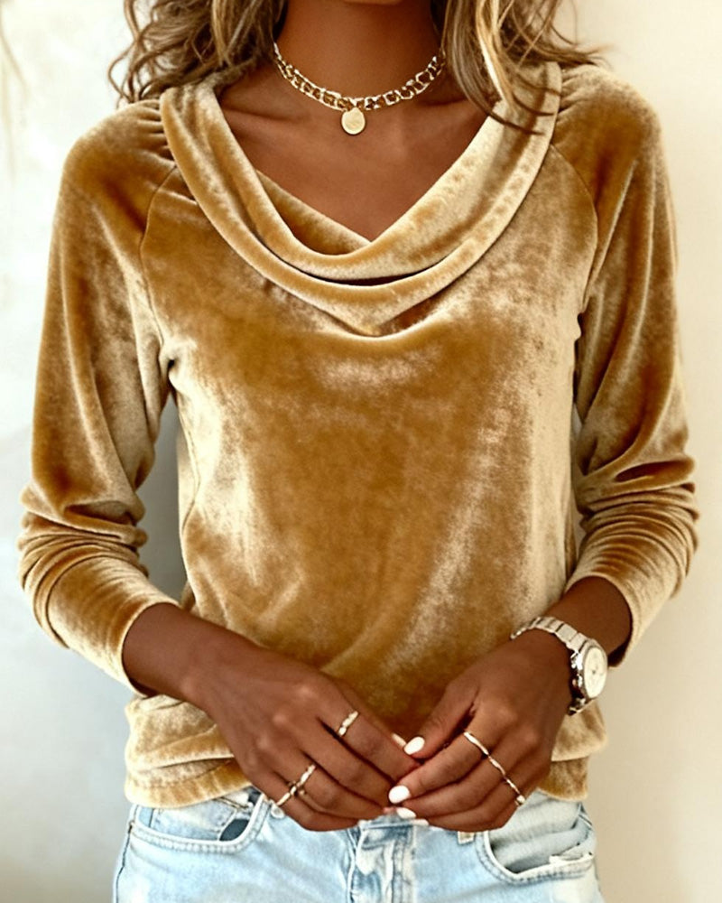 Lottie Women's Top in Velvet with Long Sleeves, photo 3