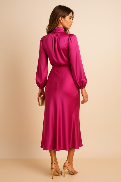 Louisa Women's Dress in Satin with a Turtleneck, photo 8