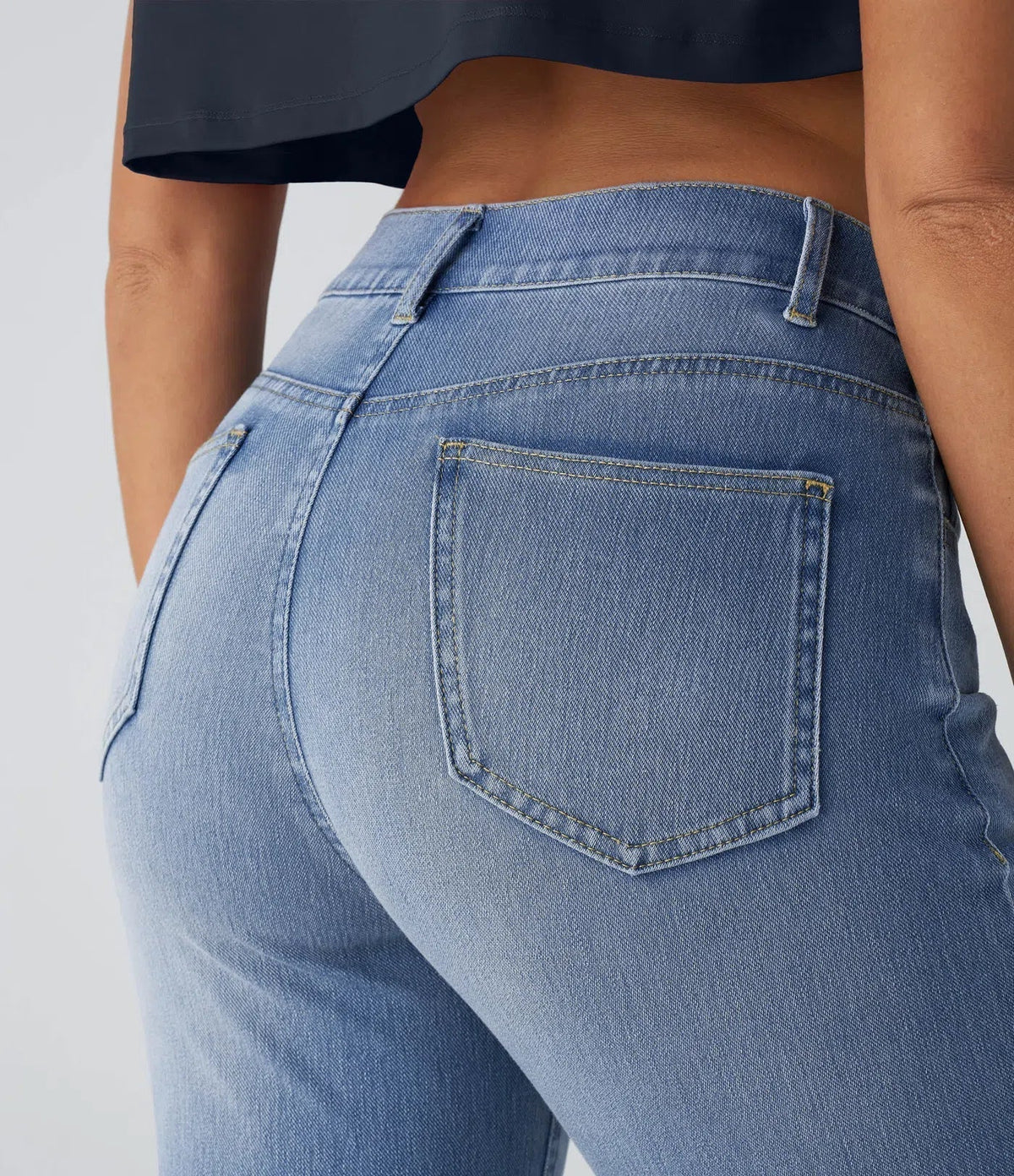 Lucy Women's Trousers in Denim with Straight Legs and Pockets, photo 10