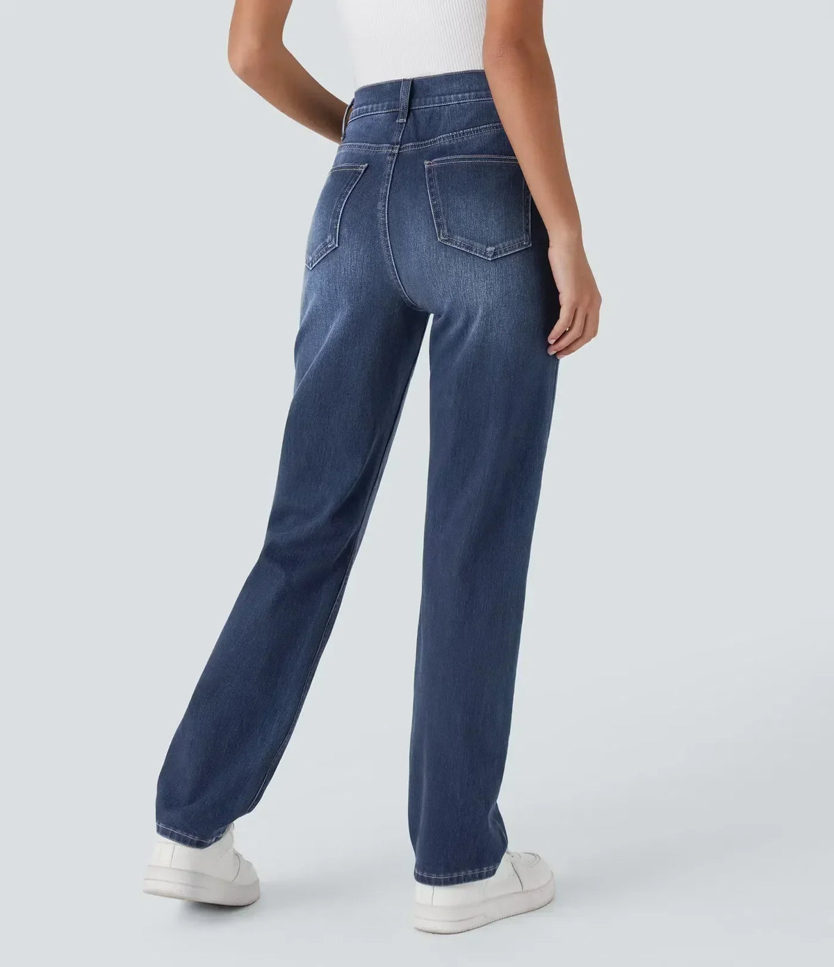 Lucy Women's Trousers in Denim with Straight Legs and Pockets, photo 3