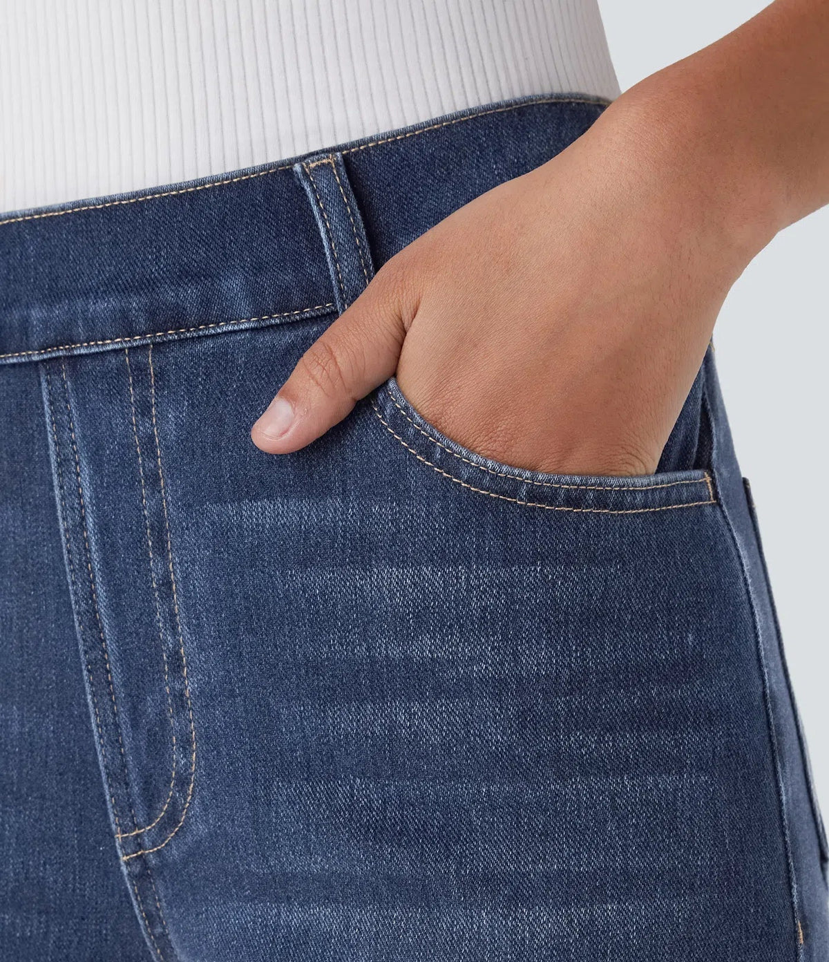 Lucy Women's Trousers in Denim with Straight Legs and Pockets, photo 5