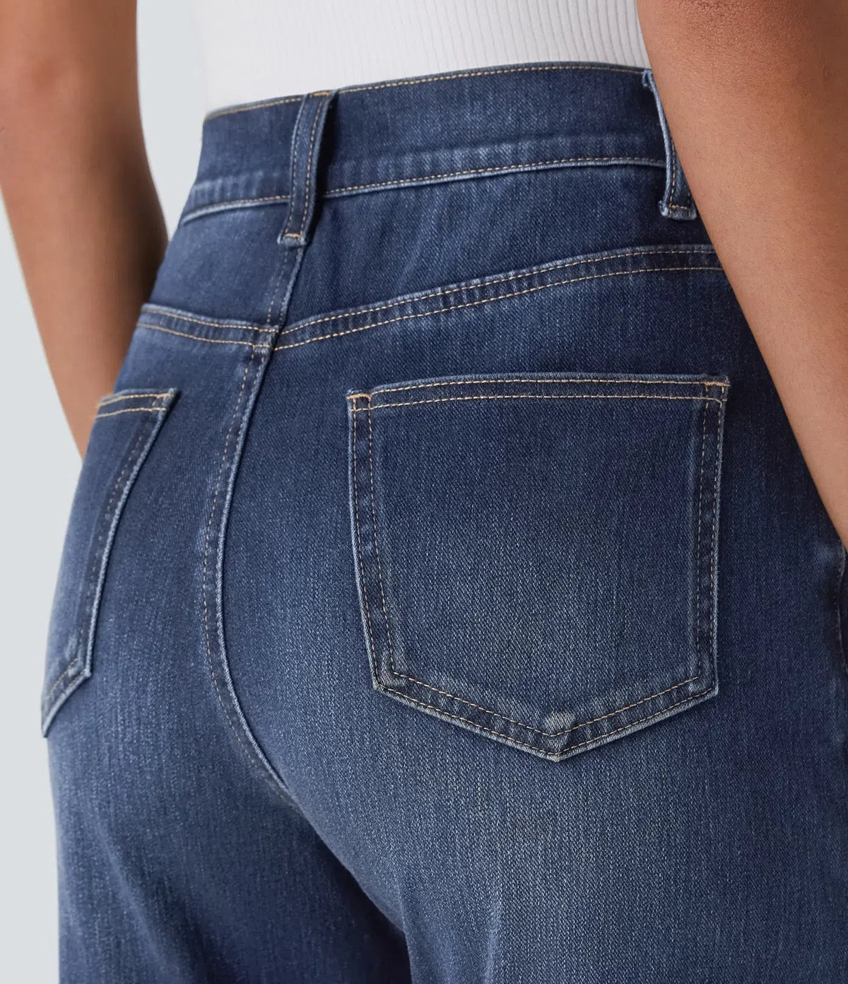 Lucy Women's Trousers in Denim with Straight Legs and Pockets, photo 6