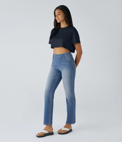 Lucy Women's Trousers in Denim with Straight Legs and Pockets, photo 9