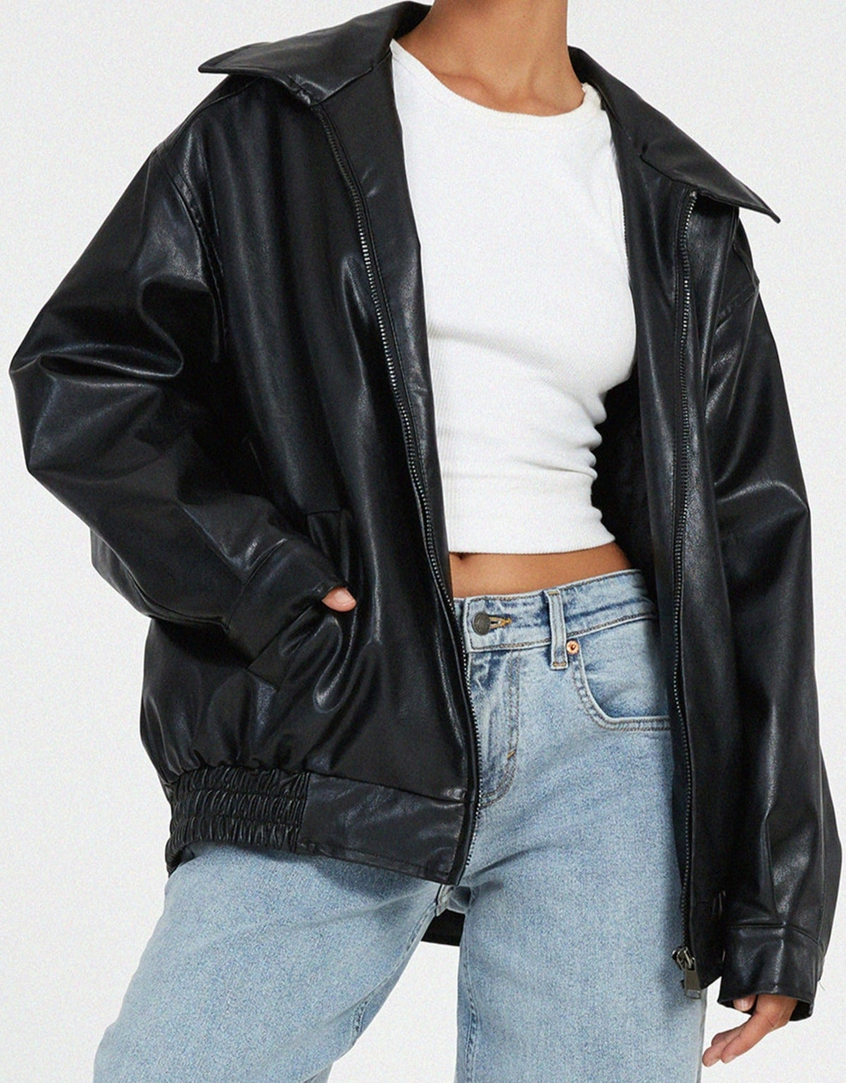 Maeve Women's Jacket in a Leather Look in an Oversized Fit, photo 6