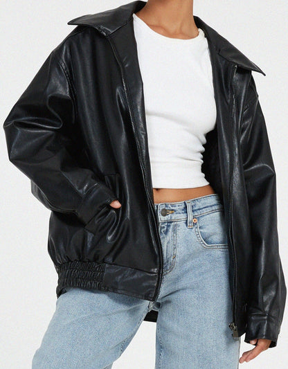 Maeve Women's Jacket in a Leather Look in an Oversized Fit, photo 6