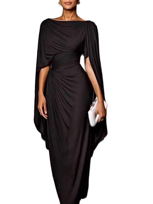 Maisie Women's Dress with a Round Neck in Maxi Length and an Asymmetric Cut, photo 1