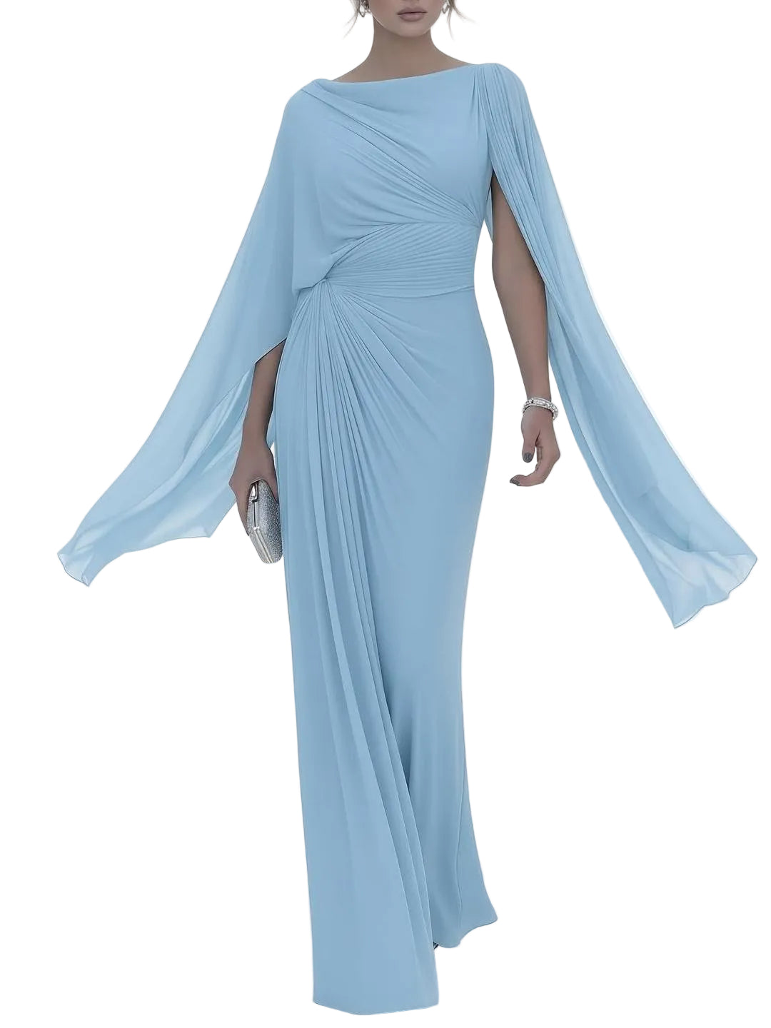 Maisie Women's Dress with a Round Neck in Maxi Length and an Asymmetric Cut, photo 4