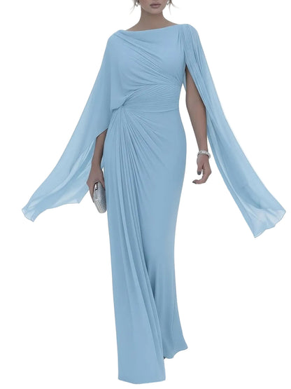 Maisie Women's Dress with a Round Neck in Maxi Length and an Asymmetric Cut, photo 4