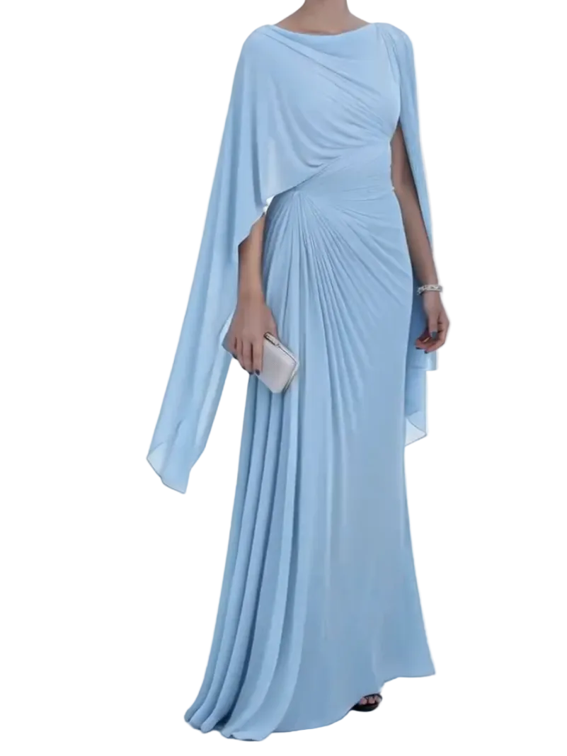 Maisie Women's Dress with a Round Neck in Maxi Length and an Asymmetric Cut, photo 5