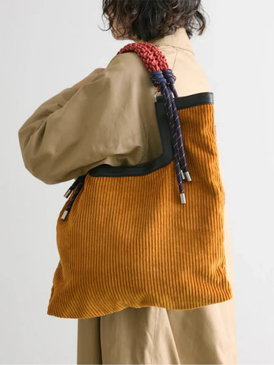 Marcie Women's Corduroy Shoulder Bag with a Braided Strap, photo 1
