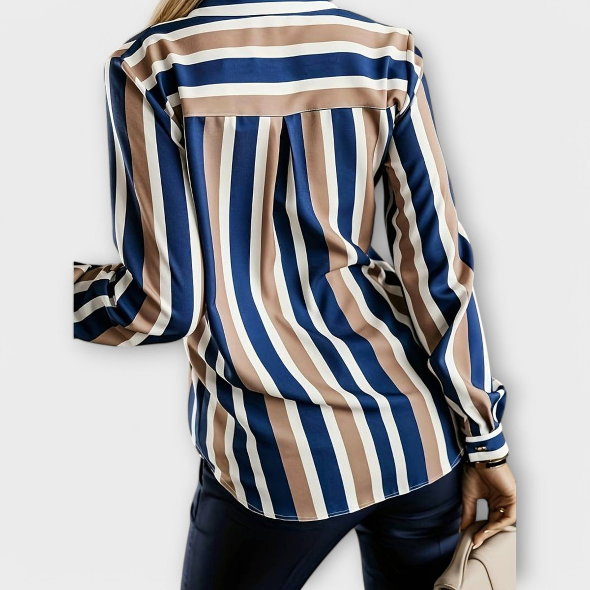 Margot Women's Blouse with a Classic Collar with Buttons and Stripes, photo 2