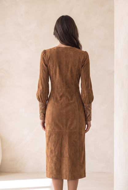 Marnie Women's Dress in a Suede Look with a V-neck, photo 3