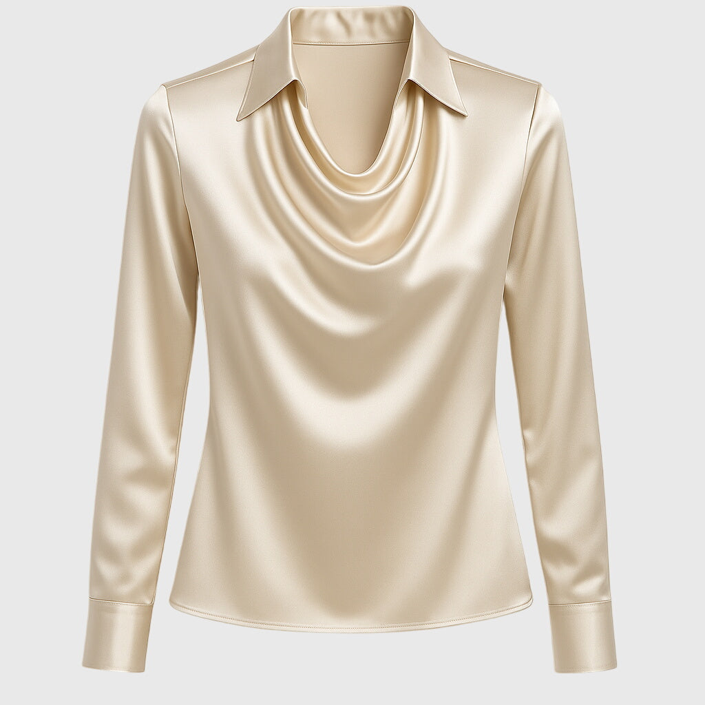 Martha Women's Blouse in Satin with a Classic Collar, photo 10