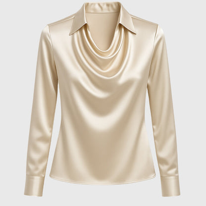 Martha Women's Blouse in Satin with a Classic Collar, photo 10