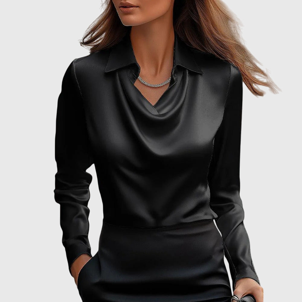 Martha Women's Blouse in Satin with a Classic Collar, photo 3