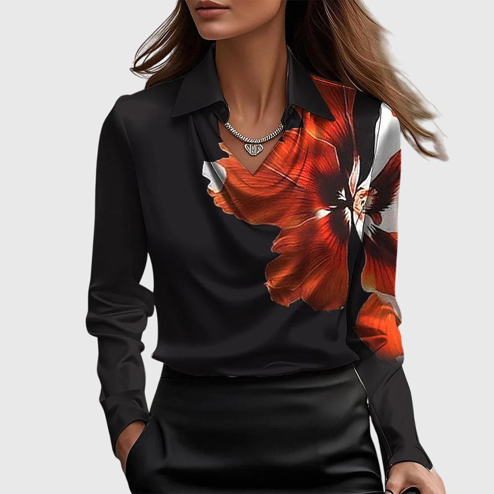 Martha Women's Blouse in Satin with a Classic Collar, photo 6