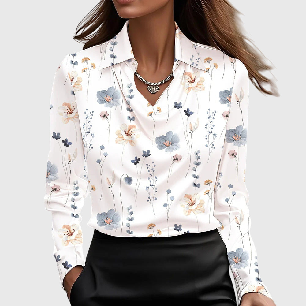 Martha Women's Blouse in Satin with a Classic Collar, photo 9