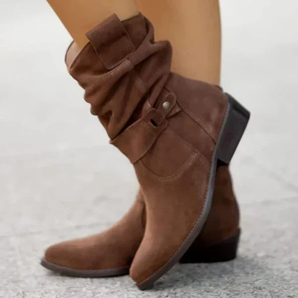 Millie Women's Boots in a Suede Look with a Zip and a Block Heel, photo 4