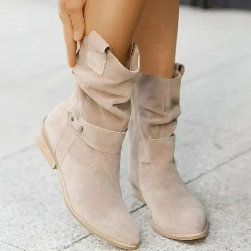 Millie Women's Boots in a Suede Look with a Zip and a Block Heel, photo 5