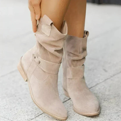 Millie Women's Boots in a Suede Look with a Zip and a Block Heel, photo 5