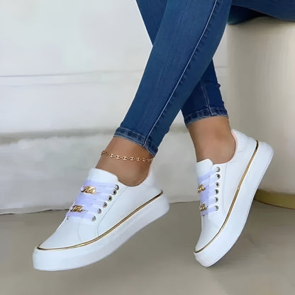 Miranda Women's Sneakers with Laces in White, photo 5