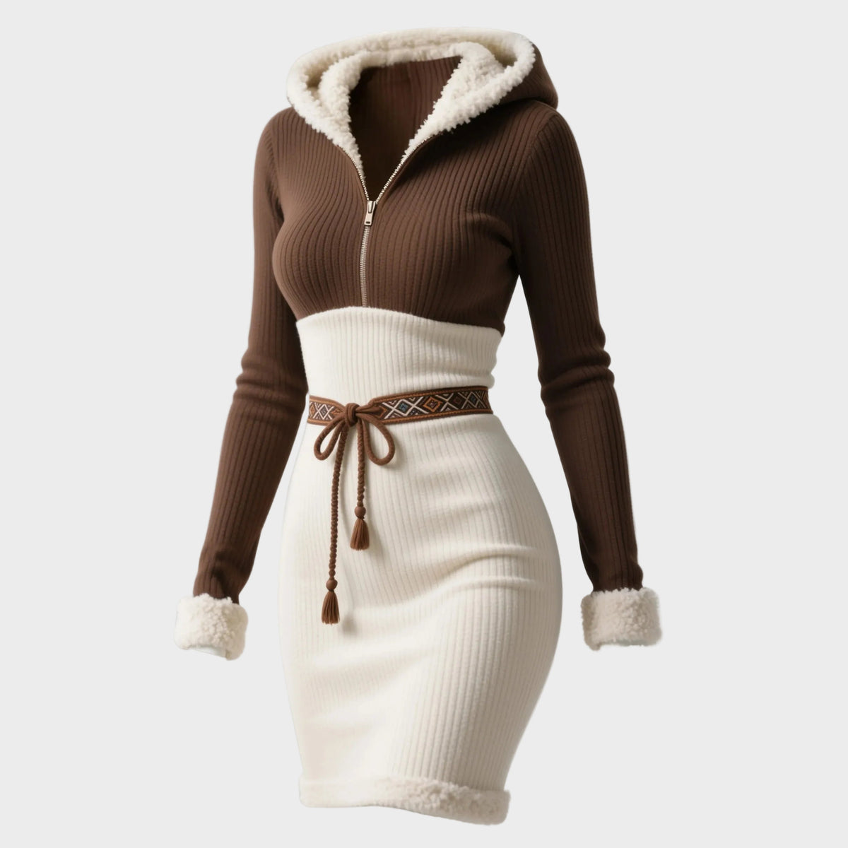 Naomi Women's Dress in a Slim Fit with a Hood and Stripes, photo 1