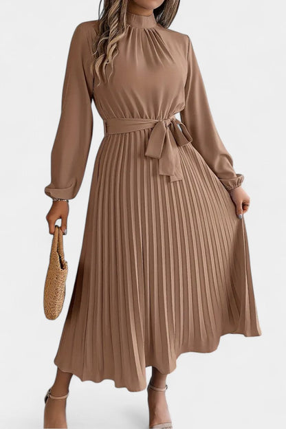 Nell Women's Dress with a Turtleneck with a Belt and Pleats, photo 1