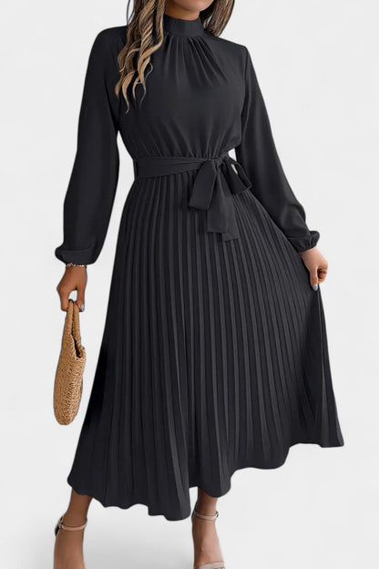 Nell Women's Dress with a Turtleneck with a Belt and Pleats, photo 3