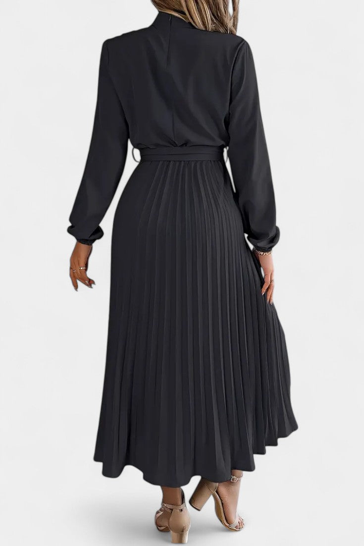 Nell Women's Dress with a Turtleneck with a Belt and Pleats, photo 4
