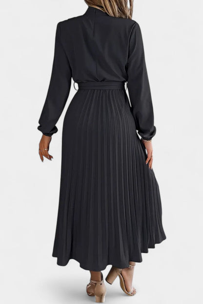 Nell Women's Dress with a Turtleneck with a Belt and Pleats, photo 4