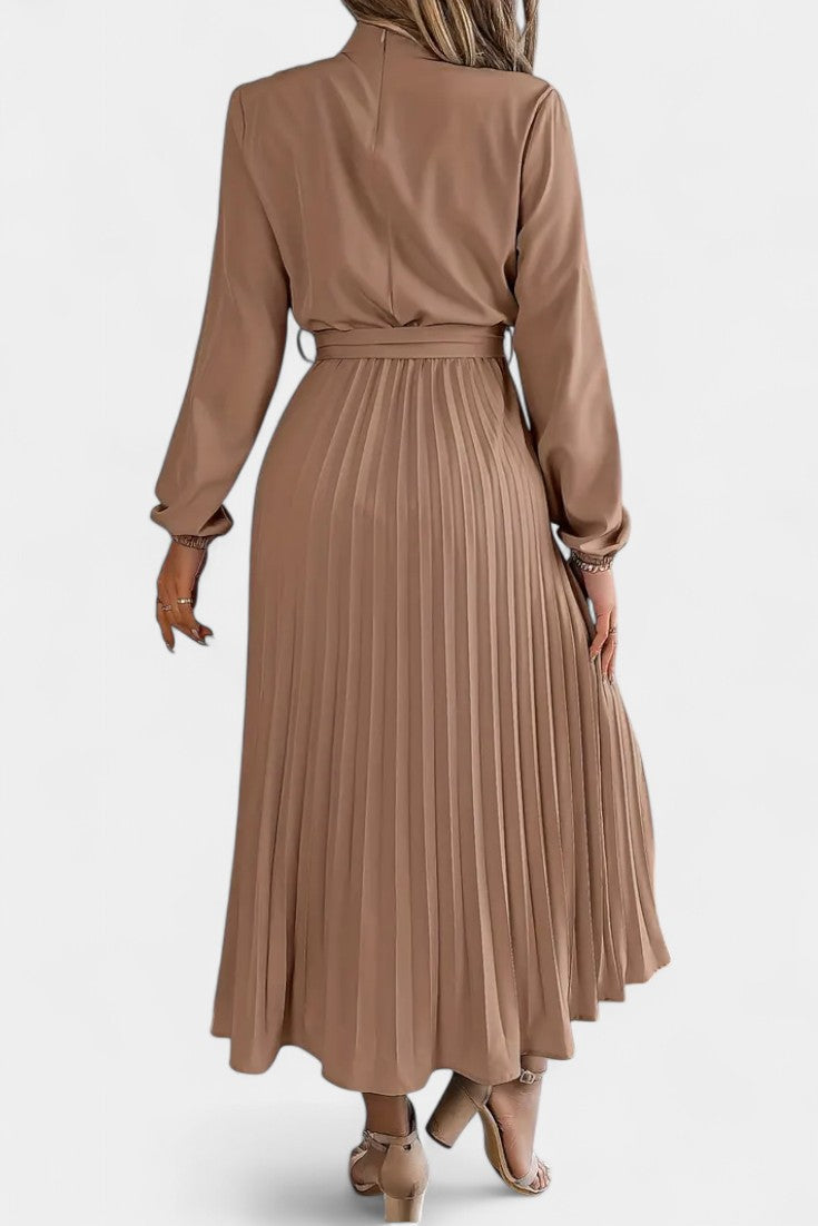 Nell Women's Dress with a Turtleneck with a Belt and Pleats, photo 5