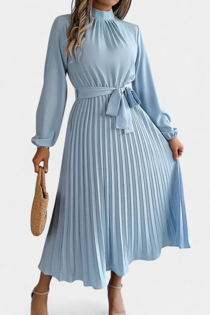 Nell Women's Dress with a Turtleneck with a Belt and Pleats, photo 6