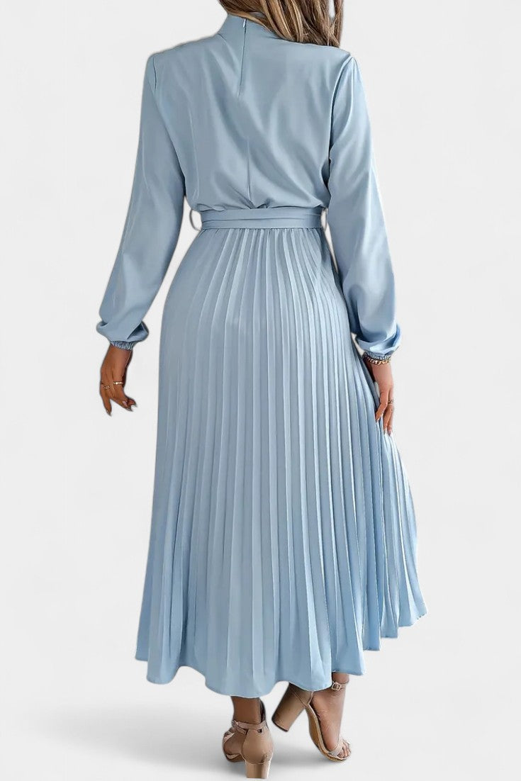 Nell Women's Dress with a Turtleneck with a Belt and Pleats, photo 7