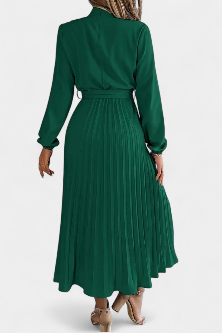 Nell Women's Dress with a Turtleneck with a Belt and Pleats, photo 9