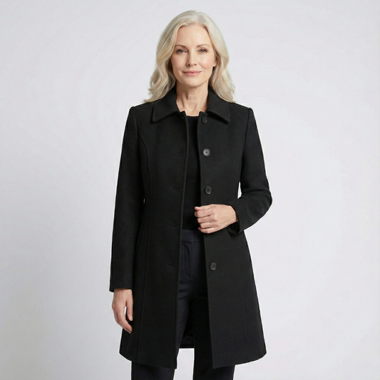 Pearl Women's Coat with Lapels with Buttons with Long Sleeves at Knee Length, photo 1