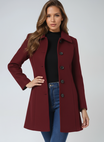 Pearl Women's Coat with Lapels with Buttons with Long Sleeves at Knee Length, photo 4