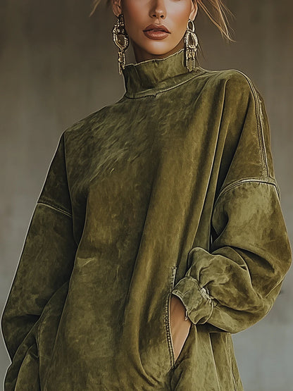 Primrose Women's Dress in a Suede Look with a Turtleneck and Fringing, photo 4