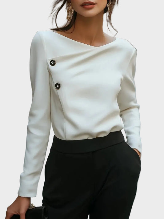 Rosalind Women's Blouse with Buttons and an Asymmetric Cut, photo 1