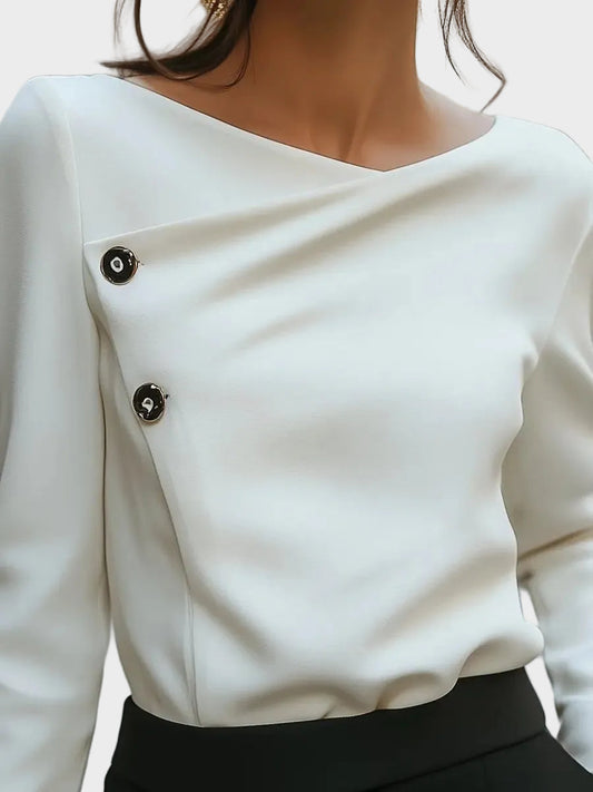 Rosalind Women's Blouse with Buttons and an Asymmetric Cut, photo 2