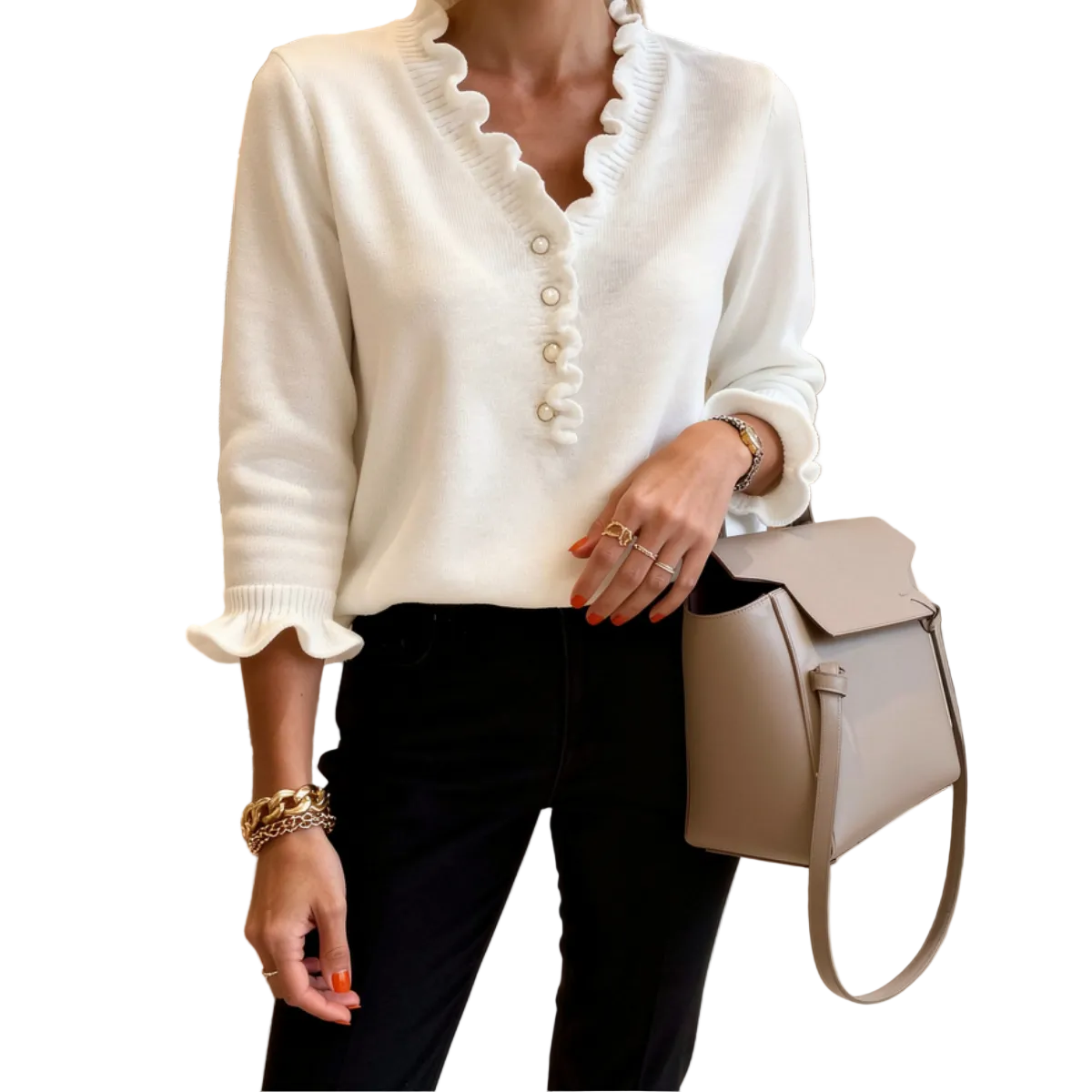 Rowan Women's Blouse in a Relaxed Fit with Buttons with Long Sleeves, photo 2