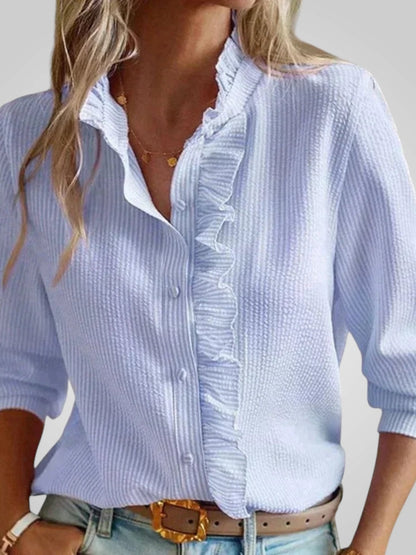 Ruby Women's Blouse in Cotton with Buttons and Ruffles, photo 1