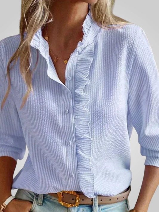 Ruby Women's Blouse in Cotton with Buttons and Ruffles, photo 1