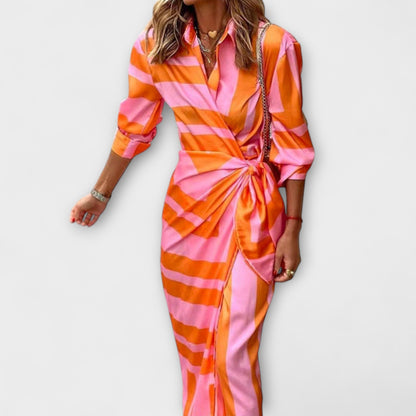 Serena Women's Dress in Midi Length with Stripes, photo 1