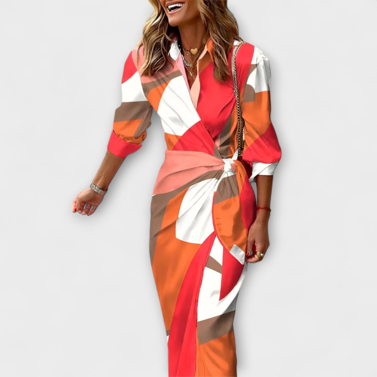 Serena Women's Dress in Midi Length with Stripes, photo 5