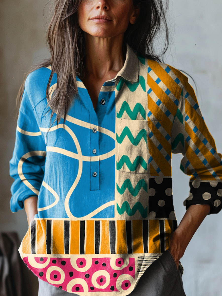 Thea Women's Shirt in an Oversized Fit with an All-over Print in Multi, photo 1