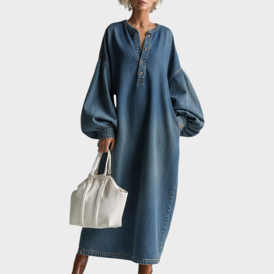 Willow Women's Dress in Denim with Buttons, photo 1