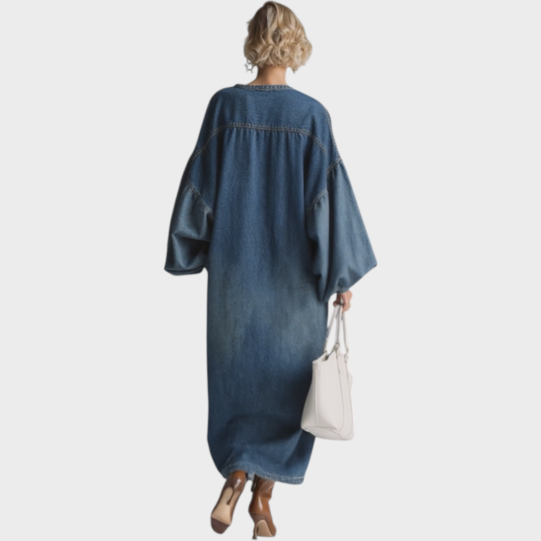 Willow Women's Dress in Denim with Buttons, photo 2